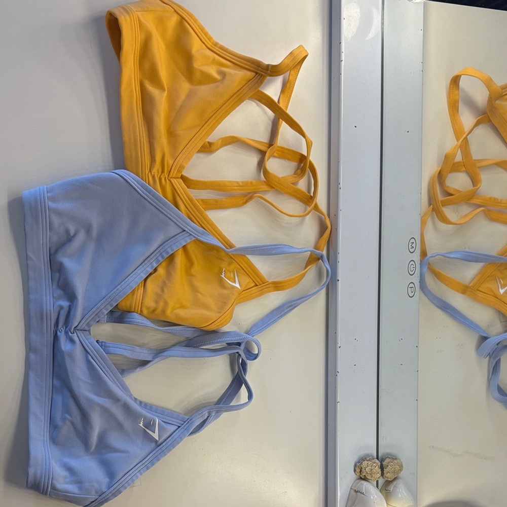 Gymshark Yellow and Blue Strap(less) bra